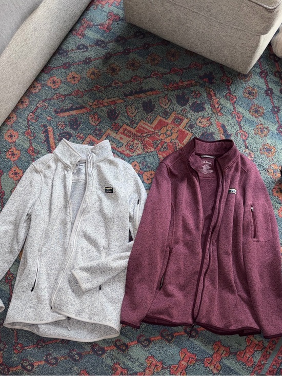 L.L. Bean Jackets & Blazers - L.L. Bean Womens TALL Large Burgundy and Light Gray Fleece Jackets